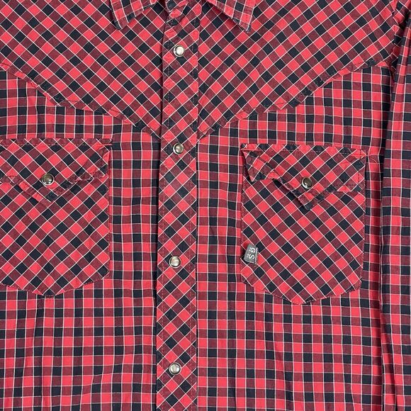 G-Star Raw Shirt Mens Large Red Plaid Long Sleeve Snap Up‎ Graphic Print - Picture 7 of 13